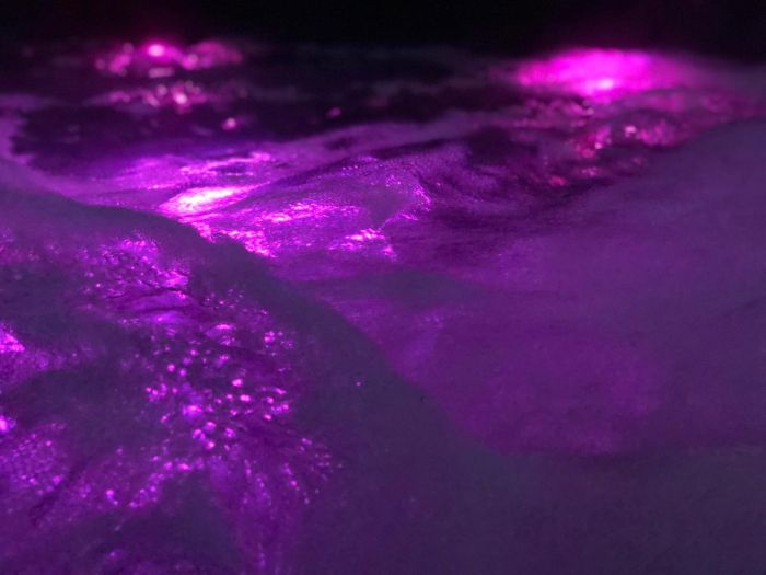 2 person Hot tub showing LED purple lights