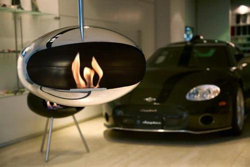 Hanging Fireplace Lit- Car Showroom