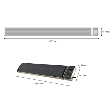 Dimensions of Heatbar Pro Patio Heater 