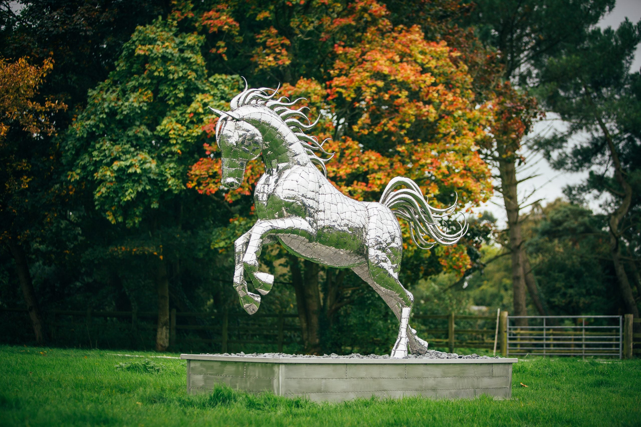 Michael Turner- Stainless Steel Prancing Horse Sculpture