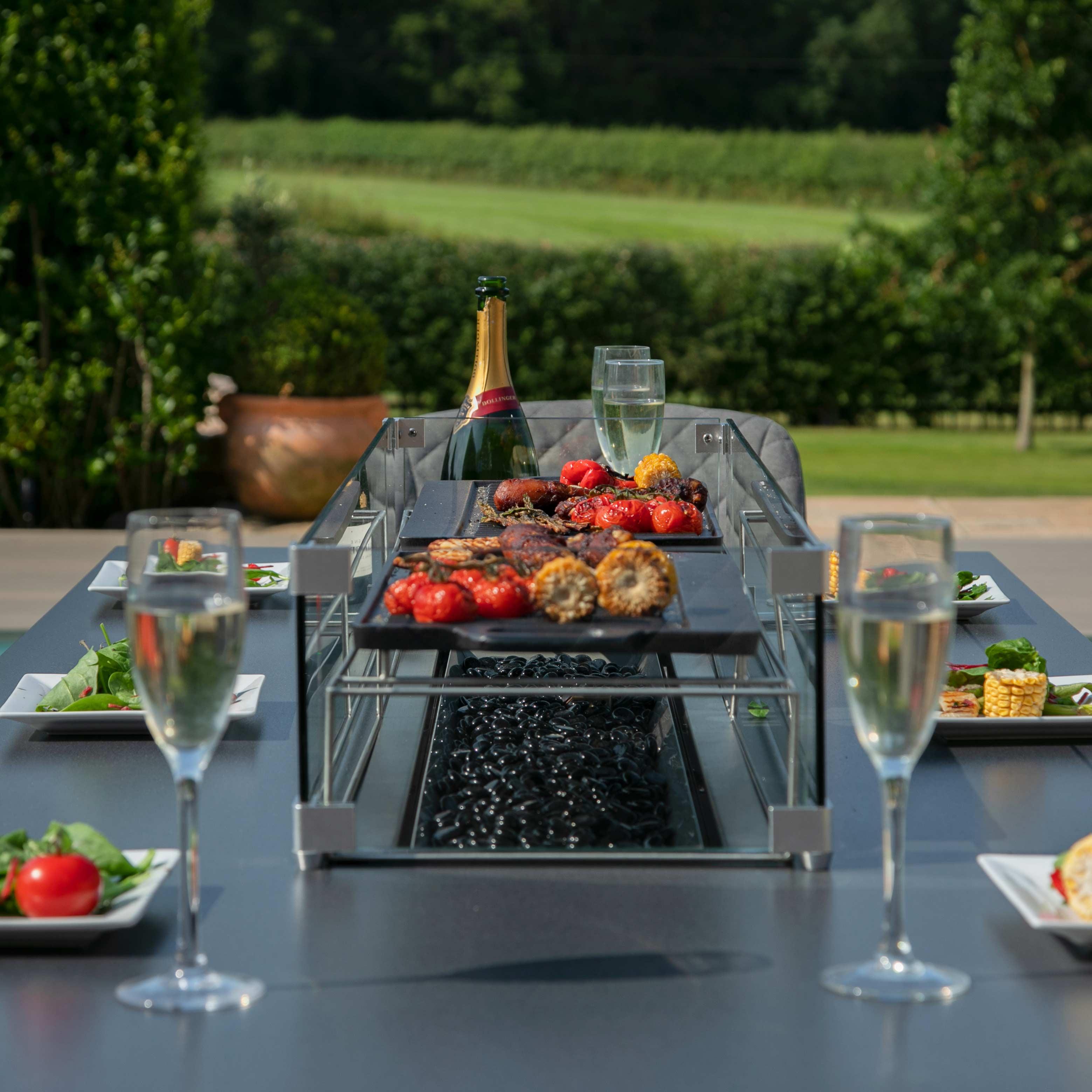 Dining set with Firepit in Use with Food
