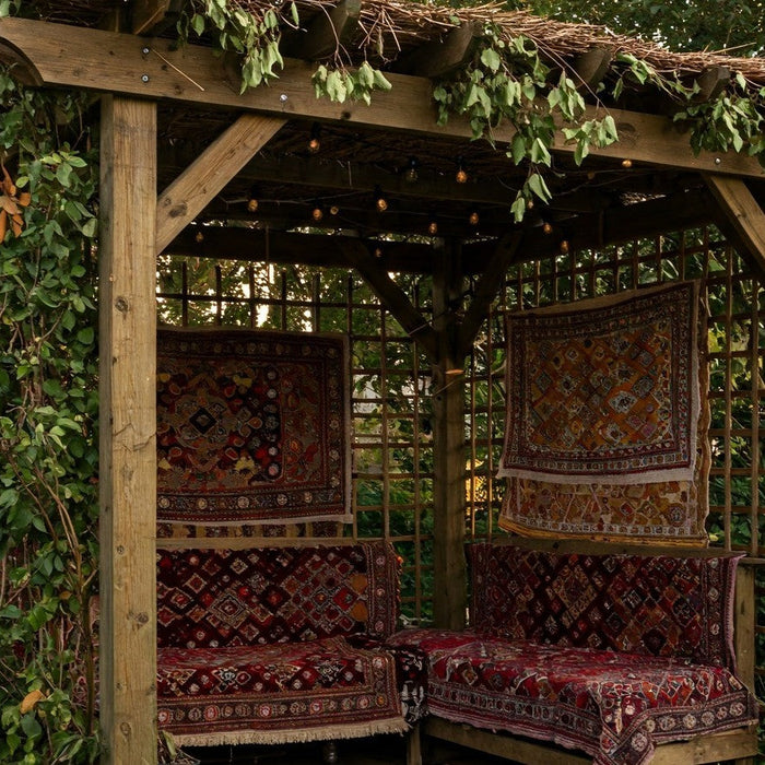 Wooden pergola transformed into a Sukkah