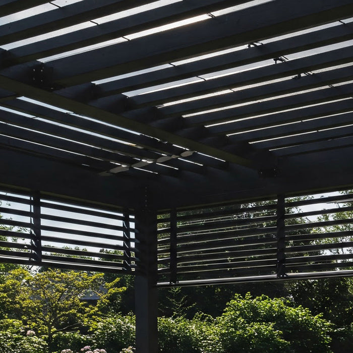 Modern pergola with adjustable slats