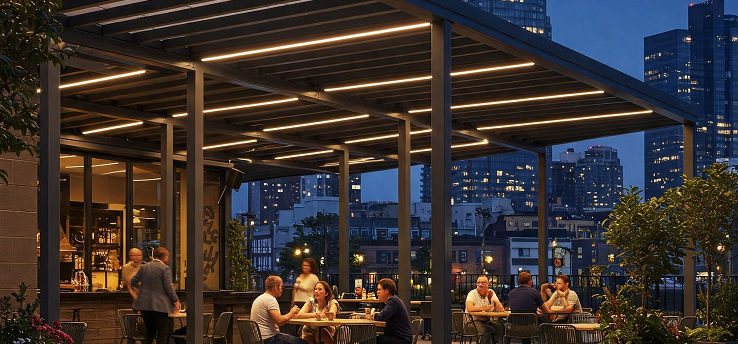 electric pergola on commercial space