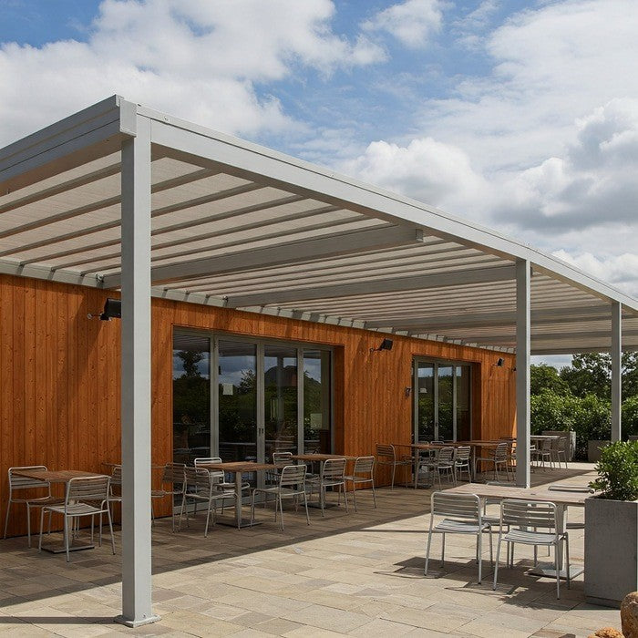 Lean-To Pergola Being used in a Commercial Setting