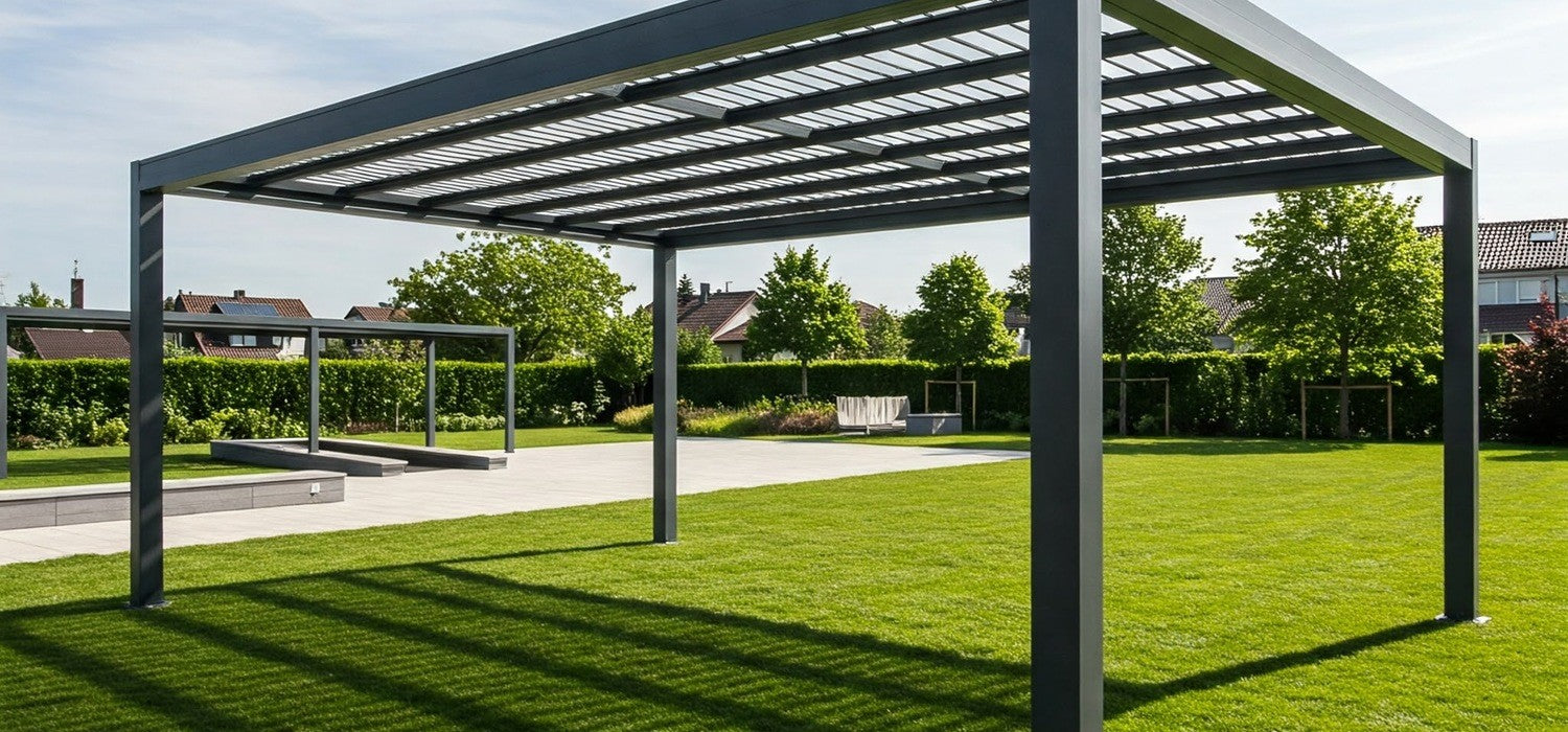 Aluminium Pergola installed onto grass