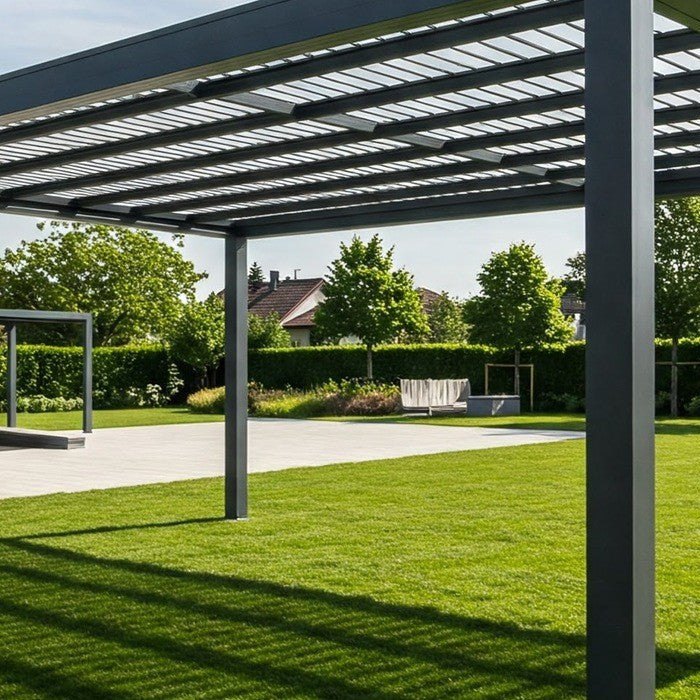 Aluminium Pergola installed onto grass