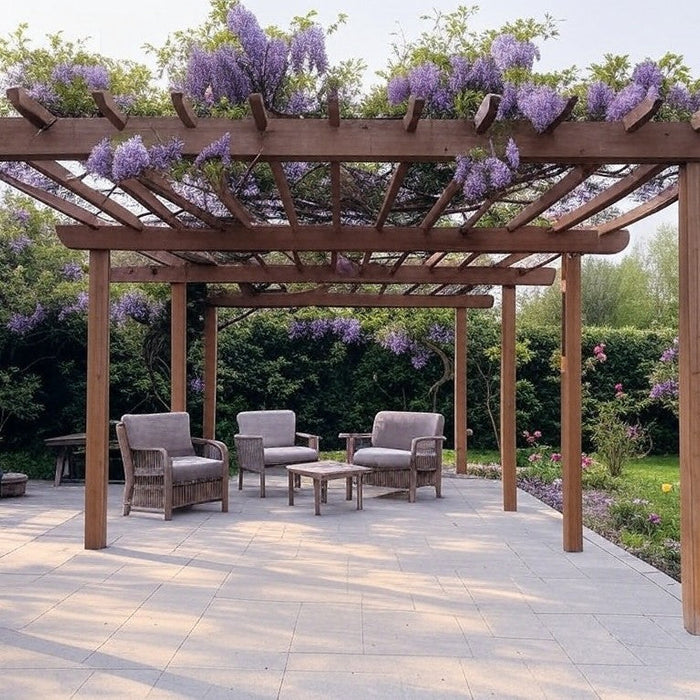 Wood Pergola in a south Facing Garden