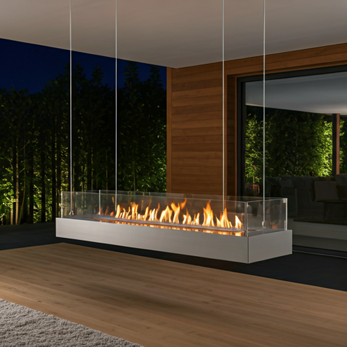 Large Suspended Ceiling Mounted Fireplace