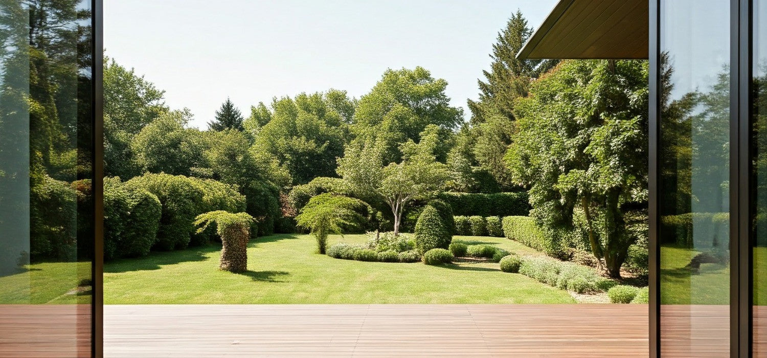 Cover image of a veranda with glass doors from th eperspective of looking out into the garden area