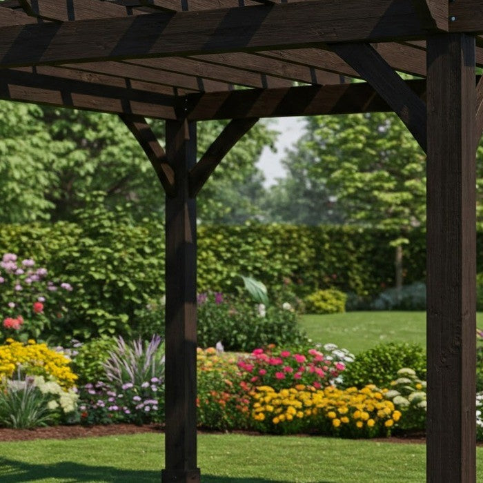 Wooden Pergola within a beautiful garden setting