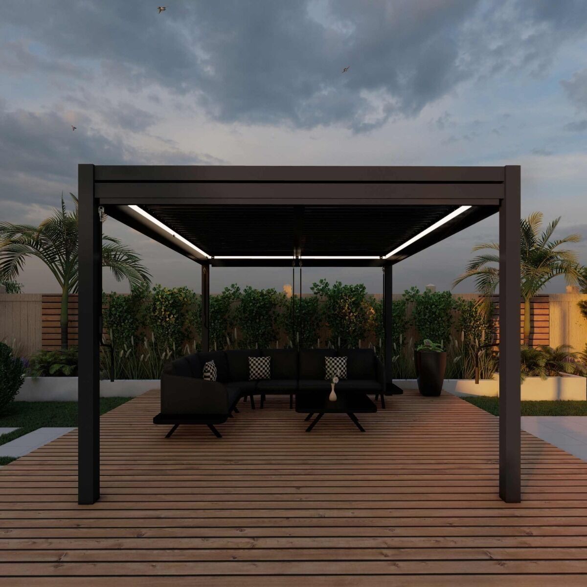 Maze Como Aluminium Outdoor Pergola- with 1 Louvre Panel and 1 Privacy Screen