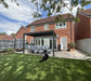 Aluminium Pergola in Residenial Garden with a dog chilling