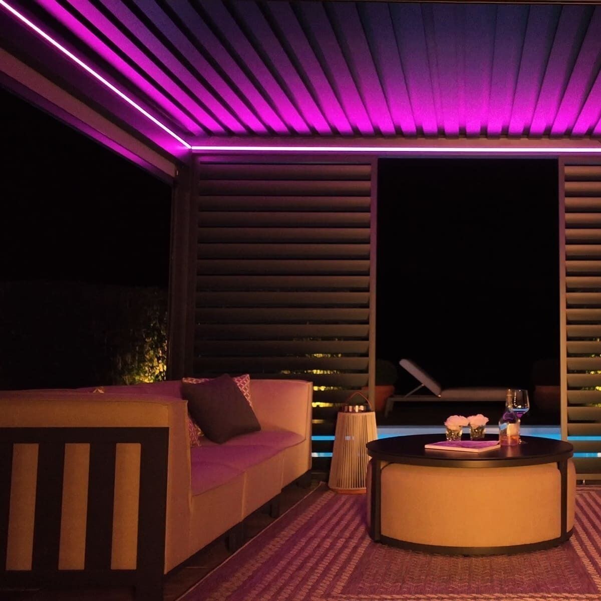 Maze -Eden Pergola with LED Lights & Motorised Roof- Various Sizes