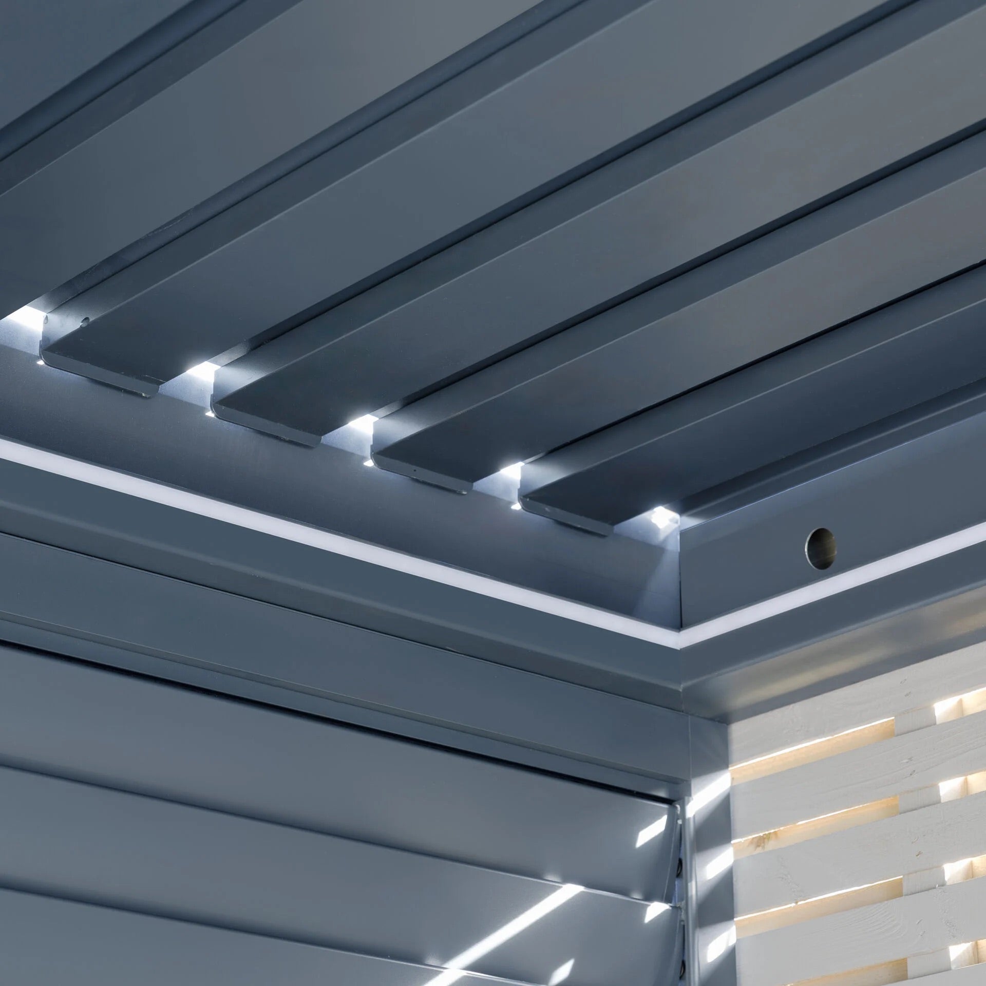 Maze Como Aluminium BBQ Shelter Close up of Closed Roof Louvres