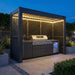 Maze Como Aluminium BBQ Shelter at Night Time with Back Panels and LEDS