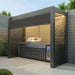 Maze Como Aluminium BBQ Shelter with Privacy Screen Pulled Down and LEDs on
