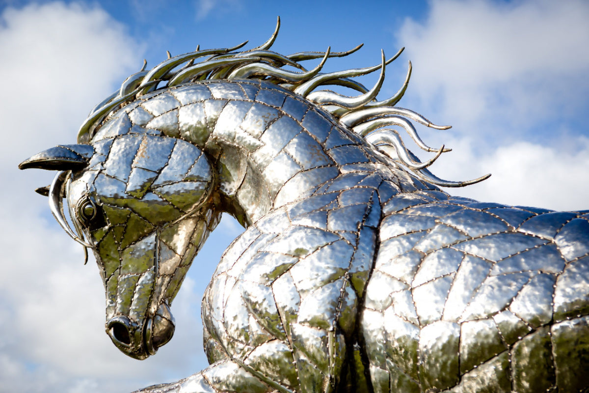 Michael Turner- Stainless Steel Prancing Horse Sculpture