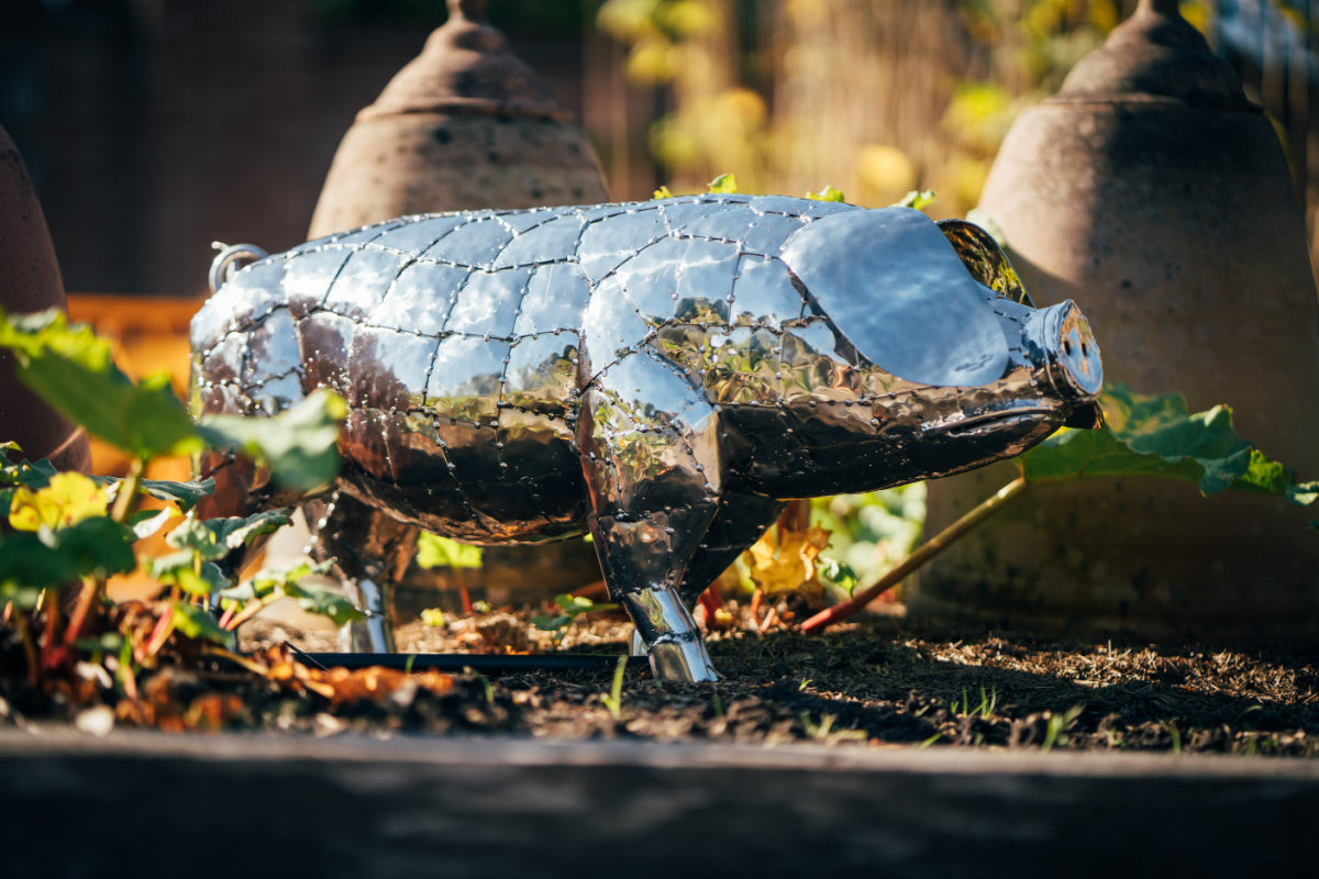 Michael Turner- Stainless Steel Pig Garden Sculpture