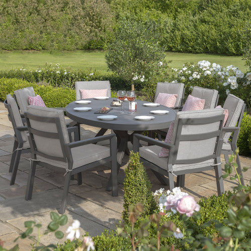 Maze - New York 8 Seat Oval Aluminium Dining Set - Dove Grey