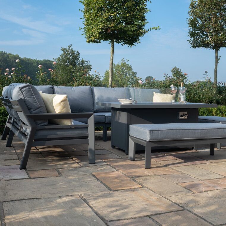 Maze - New York Aluminium Corner Fire Pit Dining Set