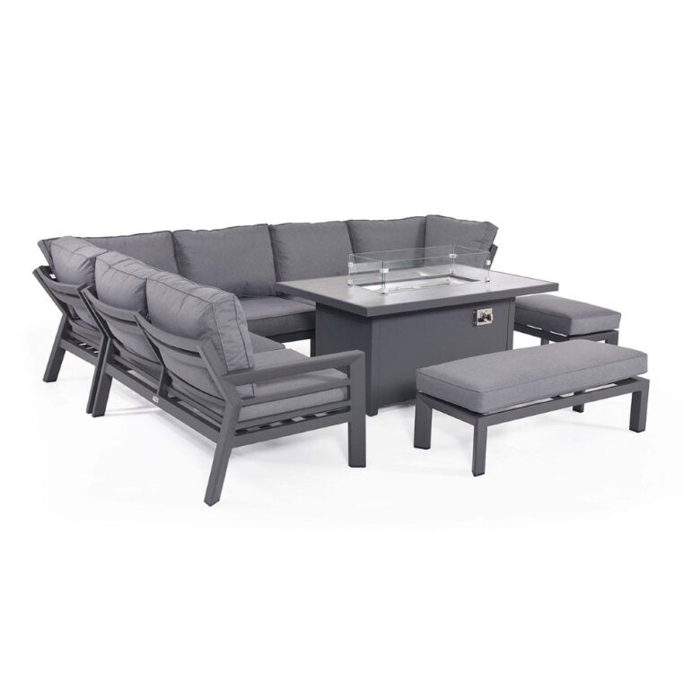 Maze - New York Aluminium Corner Fire Pit Dining Set