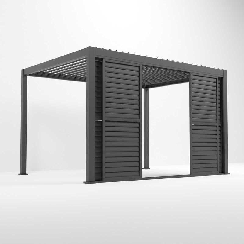 Grey Aluminium Pergola with shutter style doors