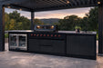 Nova Assado Plus Outdoor Kitchen under pergola on landscaped patio with a view