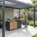 Flexible Outdoor Kitchen Storage in Aluminium with Wood Effect Doors