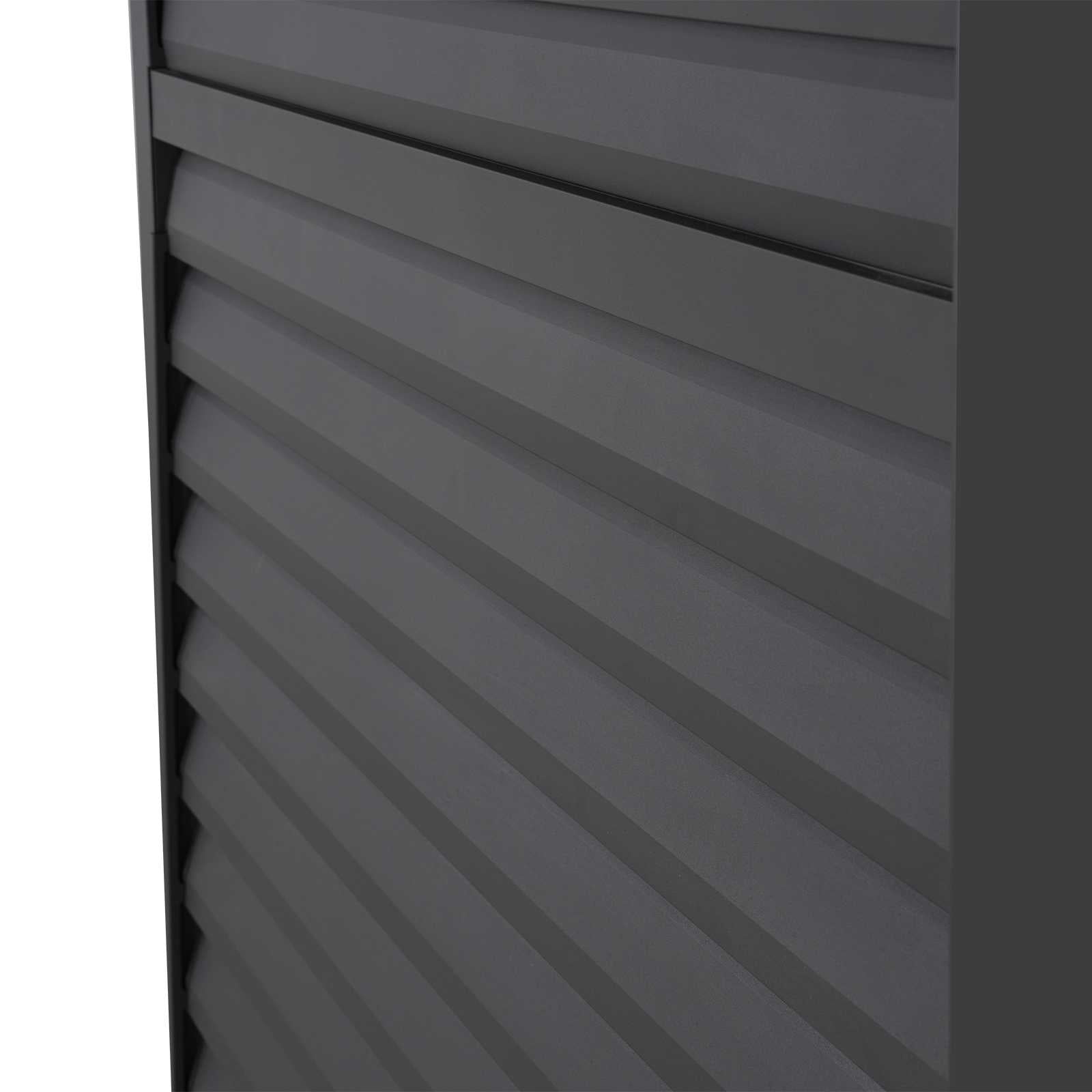 Nova Titan Aluminium Adjustable Louvre Panel in Grey close up of closed panel