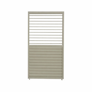 Nova Titan Aluminium Adjustable Louvre Panel in Pebble on white background with open top louvres