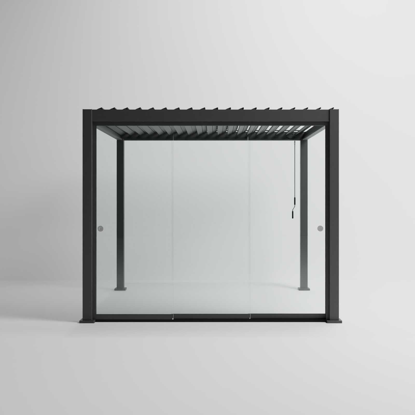 Nova Titan Clear Glass Sliding Doors in Grey with white background and doors closed