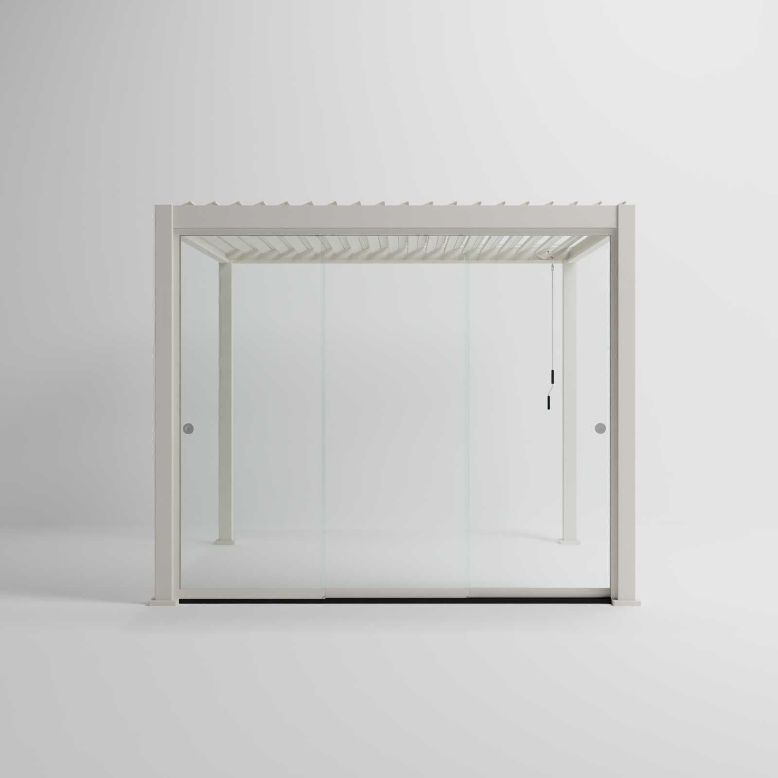 Nova Titan Clear Glass Sliding Doors in Pebble with white background and doors closed