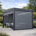 Nova Titan Privacy Pull Down Screen in Grey featured on landscaped patio