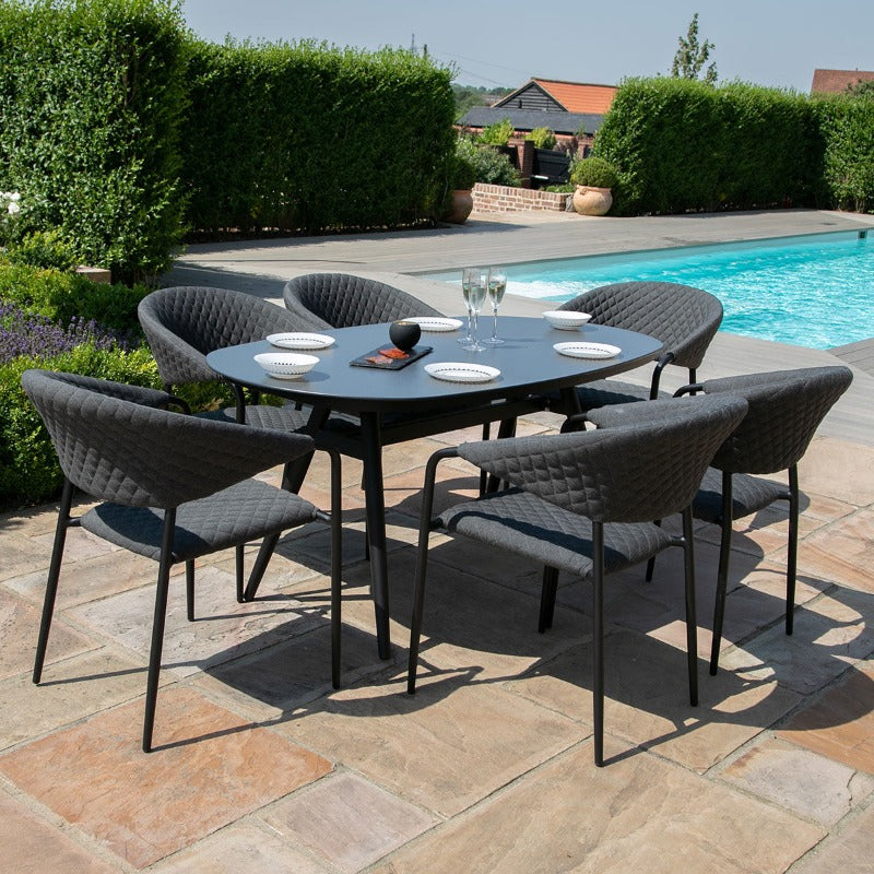 Maze - Outdoor Fabric Pebble 6 Seat Oval Dining Set