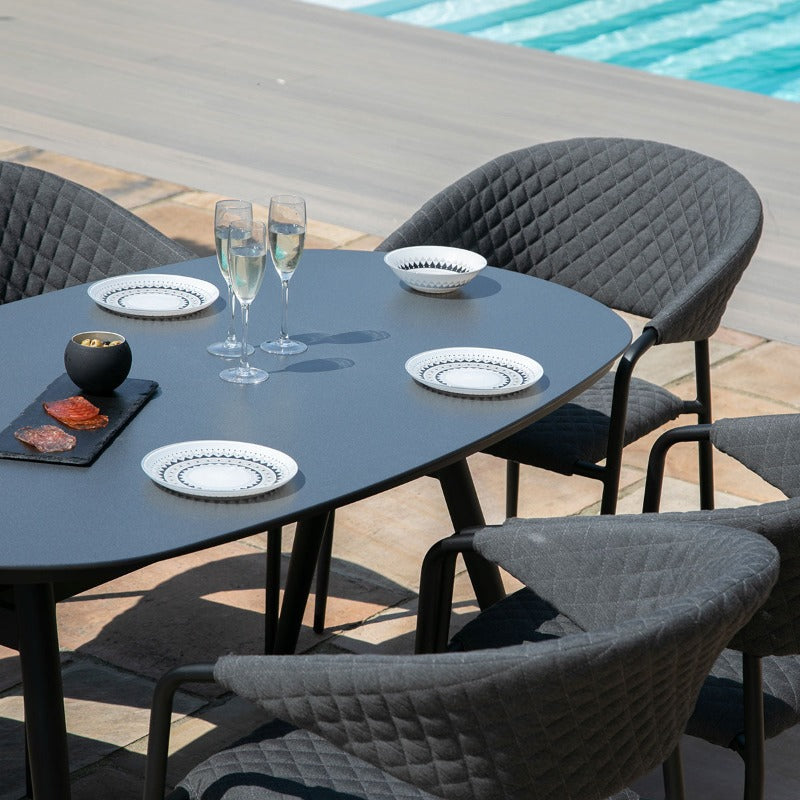 Maze - Outdoor Fabric Pebble 6 Seat Oval Dining Set