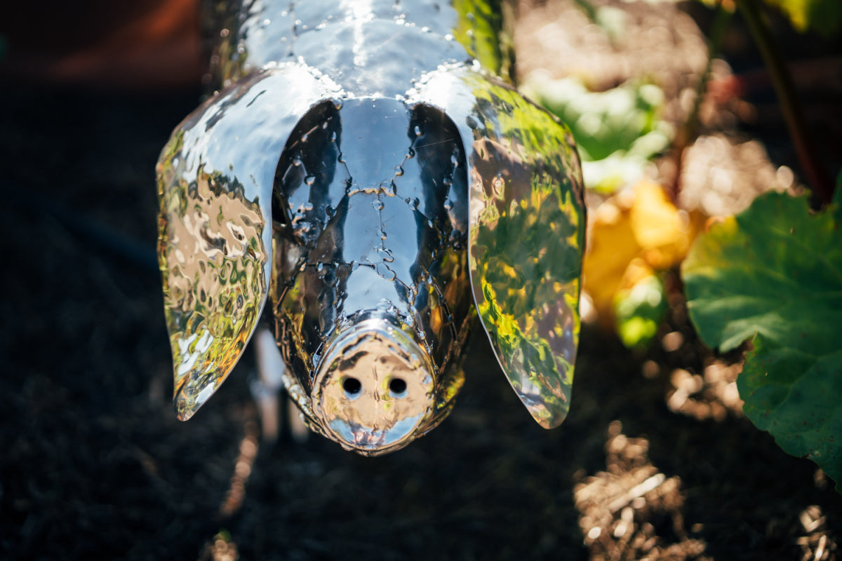 Michael Turner- Stainless Steel Pig Garden Sculpture