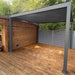 Rota Louvered Pergola 4 x 4m No screens Up against a shed