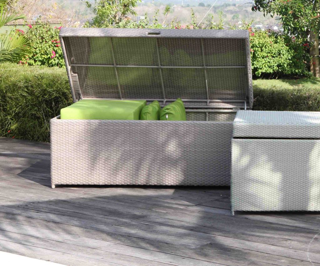 Skyline Design Rattan Opal Cushion Storage Trunk- Light Grey