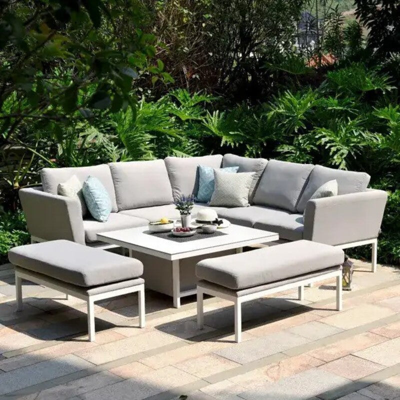 Maze -Pulse Square Corner Firepit Dining Set