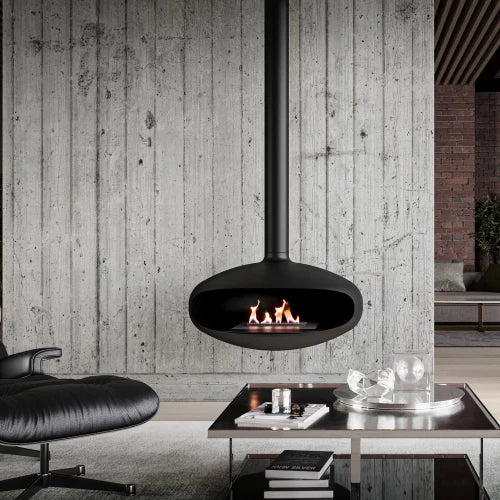 THE ICONIC Ceiling-Hung Bio Fireplace from Icon Fires