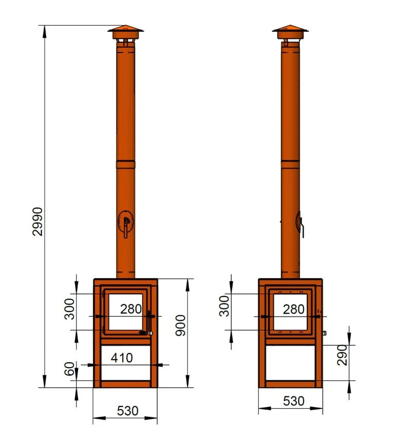 Thor-D12-Wood-Burning-Stove-Dimensions