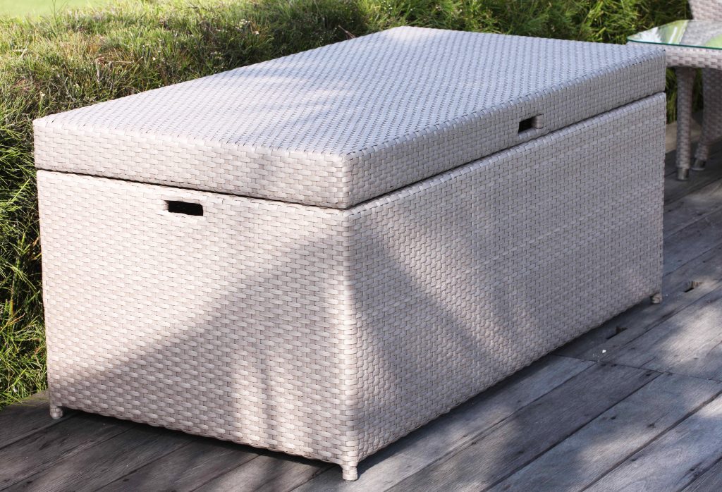 Skyline Design Rattan Opal Cushion Storage Trunk- Light Grey