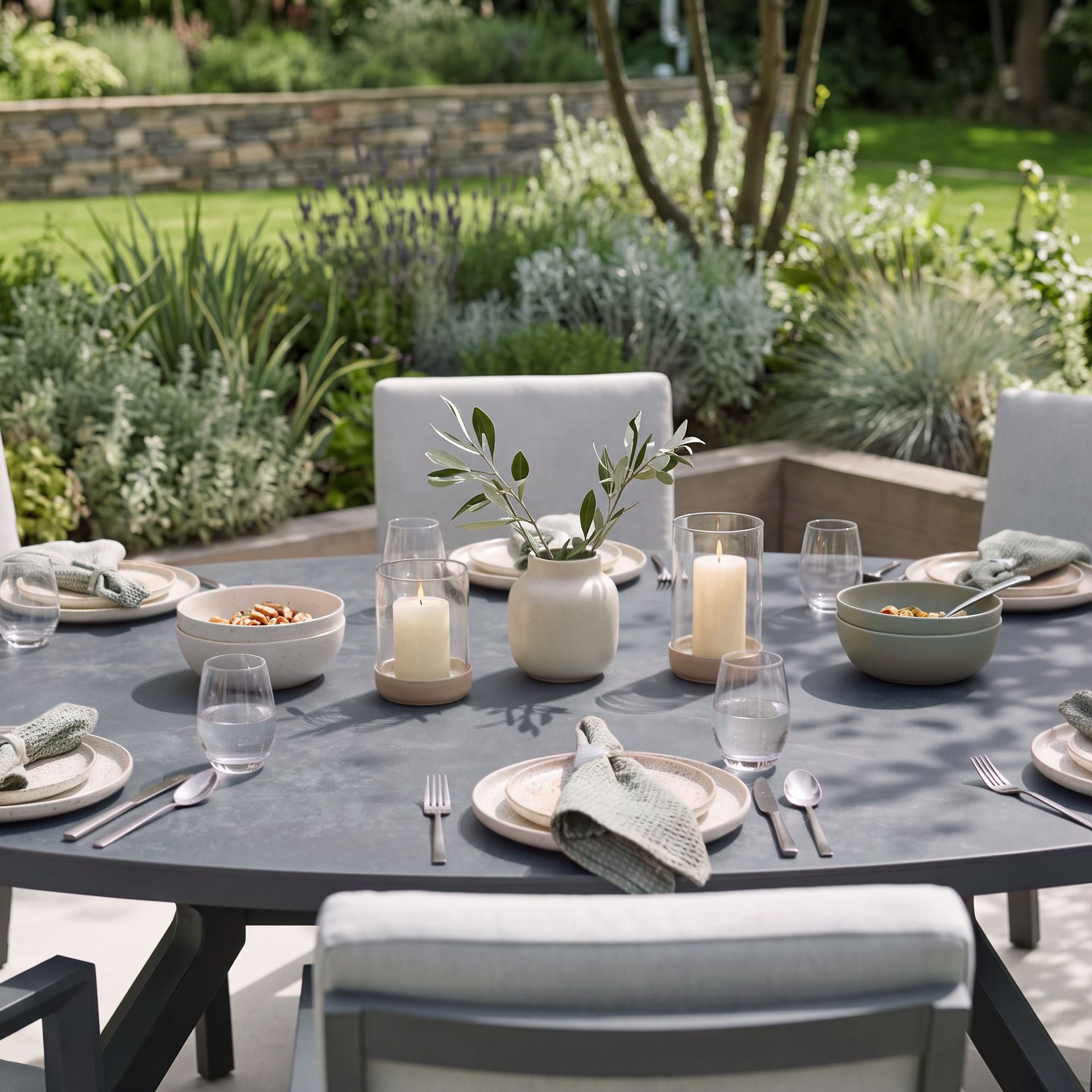 Maze - New York 8 Seat Oval Aluminium Dining Set - Dove Grey