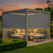 Maze Como 3 x 3m with privacy screens half closed in evening