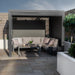 Maze Jupiter, 3x3m lifestyle view with open blinds and lounge set
