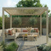 Maze Jupiter, 3x3m summer view with lounge set and open louvre roof