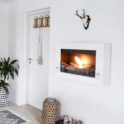 Scandiflames 'Nebraska' White Square Wall-Mounted Bio Fire