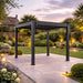 Nova Titan Aluminium Pergola in Grey - 2.4 x 2.4m on landscaped patio