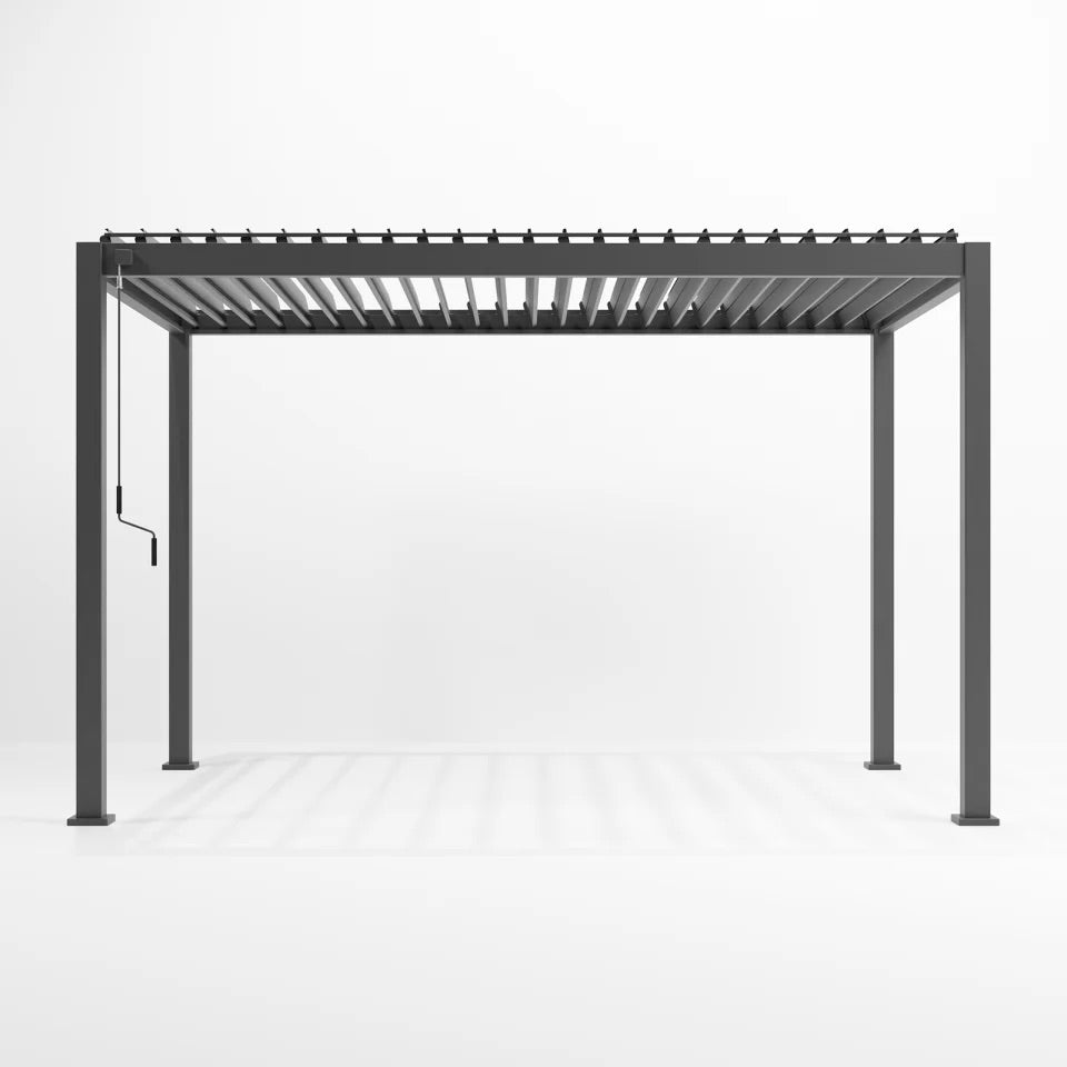 Nova Titan Aluminium Pergola in Grey - 4 x 2.4m frame with white background
